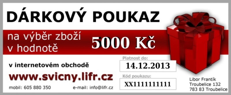 Dárkový poukaz, červený, 5000 Kč