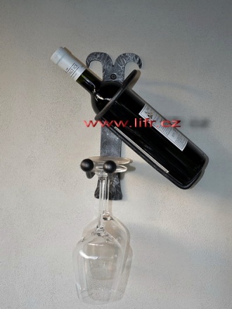 Kovaný stojan na víno zeď Romantik