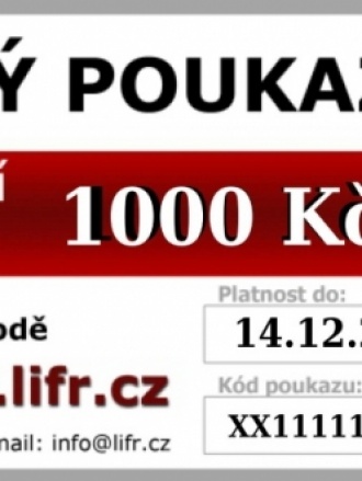 Dárkový poukaz, červený, 1000 Kč